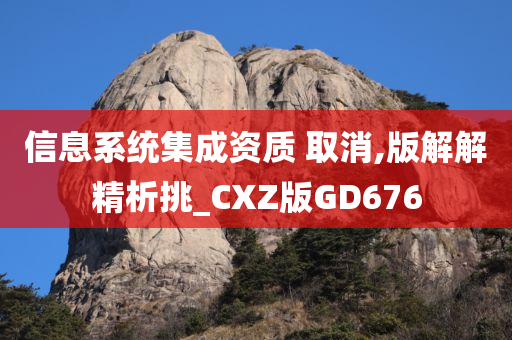 信息系统集成资质 取消,版解解精析挑_CXZ版GD676