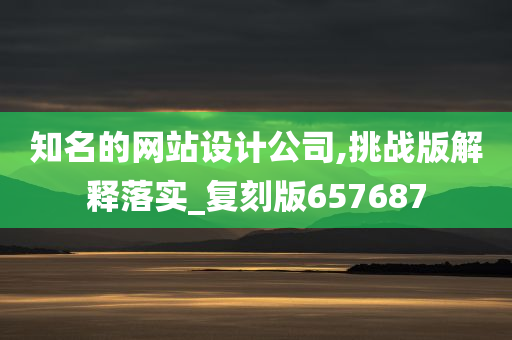 知名的网站设计公司,挑战版解释落实_复刻版657687