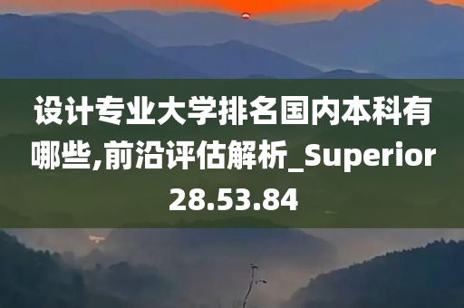 设计专业大学排名国内本科有哪些,前沿评估解析_Superior28.53.84