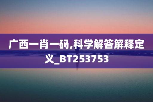 广西一肖一码,科学解答解释定义_BT253753