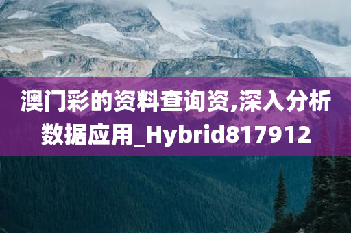 澳门彩的资料查询资,深入分析数据应用_Hybrid817912