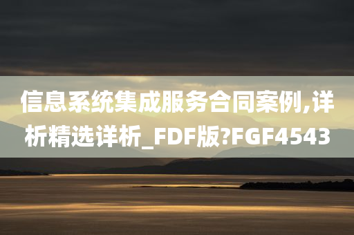 信息系统集成服务合同案例,详析精选详析_FDF版?FGF4543