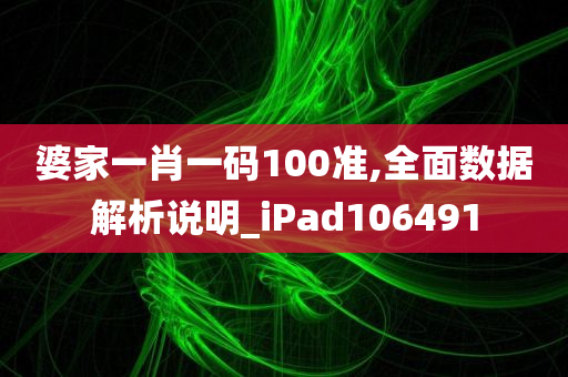 婆家一肖一码100准,全面数据解析说明_iPad106491