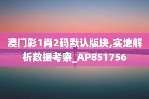 澳门彩1肖2码默认版块,实地解析数据考察_AP851756