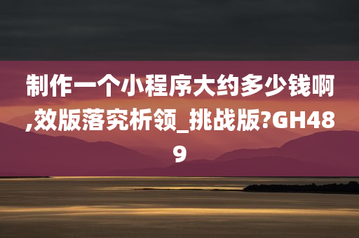 制作一个小程序大约多少钱啊,效版落究析领_挑战版?GH489