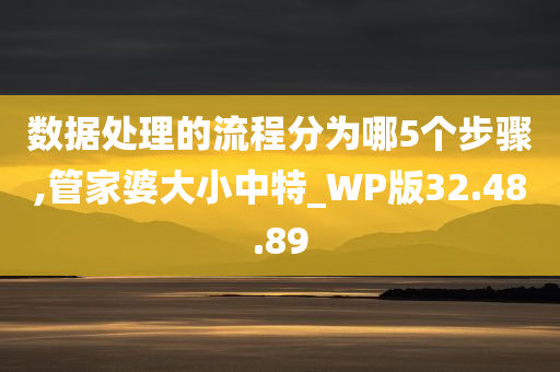 数据处理的流程分为哪5个步骤,管家婆大小中特_WP版32.48.89