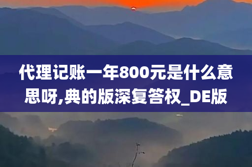 代理记账一年800元是什么意思呀,典的版深复答权_DE版