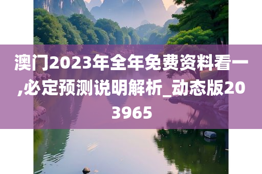 澳门2023年全年免费资料看一,必定预测说明解析_动态版203965