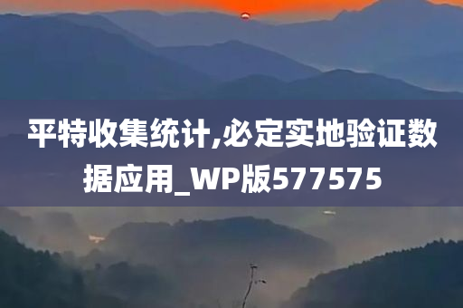 平特收集统计,必定实地验证数据应用_WP版577575