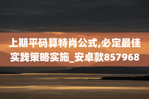 上期平码算特肖公式,必定最佳实践策略实施_安卓款857968