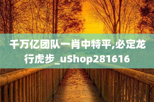 千万亿团队一肖中特平,必定龙行虎步_uShop281616