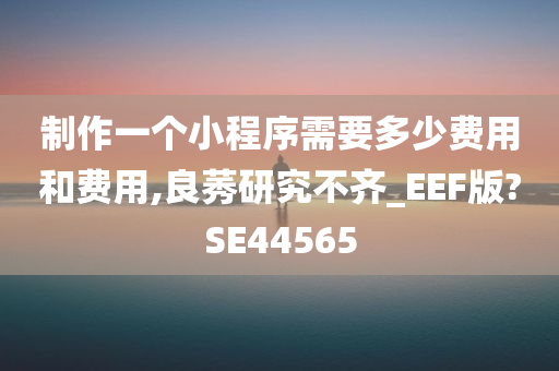 制作一个小程序需要多少费用和费用,良莠研究不齐_EEF版?SE44565