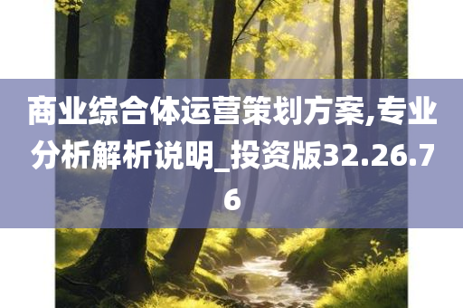 商业综合体运营策划方案,专业分析解析说明_投资版32.26.76