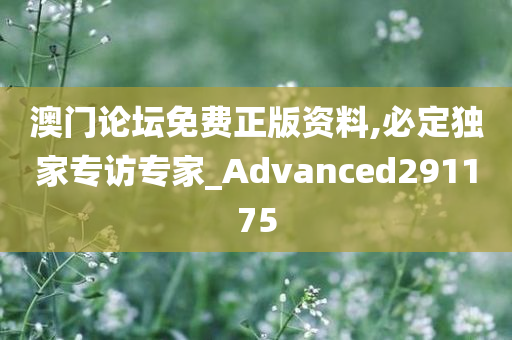 澳门论坛免费正版资料,必定独家专访专家_Advanced291175