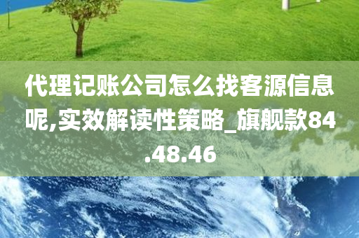 代理记账公司怎么找客源信息呢,实效解读性策略_旗舰款84.48.46