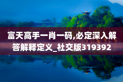 富天高手一肖一码,必定深入解答解释定义_社交版319392