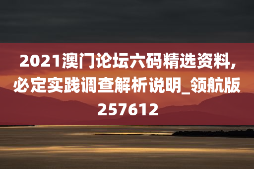 2021澳门论坛六码精选资料,必定实践调查解析说明_领航版257612