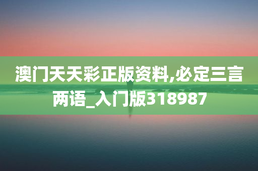 澳门天天彩正版资料,必定三言两语_入门版318987