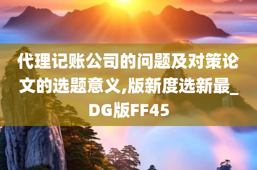 代理记账公司的问题及对策论文的选题意义,版新度选新最_DG版FF45