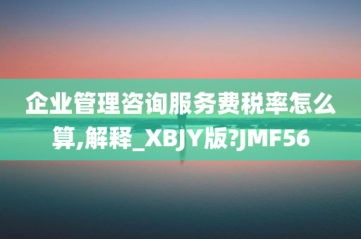 企业管理咨询服务费税率怎么算,解释_XBJY版?JMF56