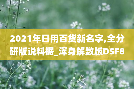 2021年日用百货新名字,全分研版说料据_浑身解数版DSF8