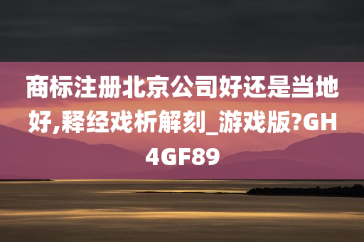 商标注册北京公司好还是当地好,释经戏析解刻_游戏版?GH4GF89