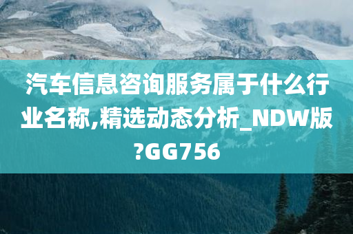 汽车信息咨询服务属于什么行业名称,精选动态分析_NDW版?GG756