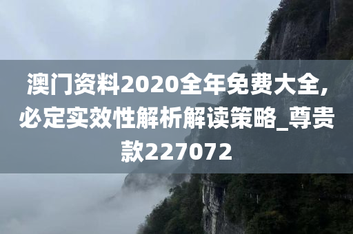 澳门资料2020全年免费大全,必定实效性解析解读策略_尊贵款227072