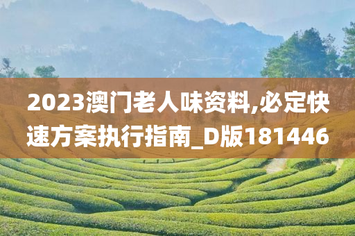 2023澳门老人味资料,必定快速方案执行指南_D版181446