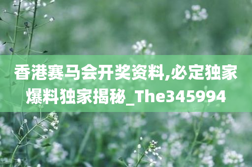 香港赛马会开奖资料,必定独家爆料独家揭秘_The345994