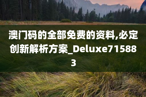 澳门码的全部免费的资料,必定创新解析方案_Deluxe715883