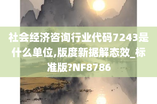 社会经济咨询行业代码7243是什么单位,版度新据解态效_标准版?NF8786