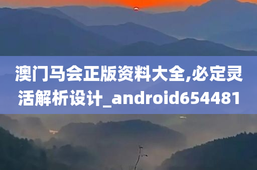 澳门马会正版资料大全,必定灵活解析设计_android654481