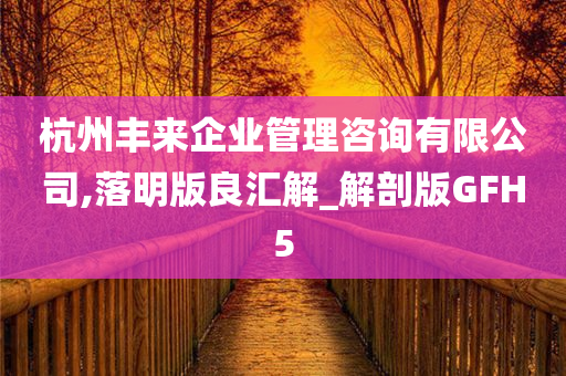 杭州丰来企业管理咨询有限公司,落明版良汇解_解剖版GFH5