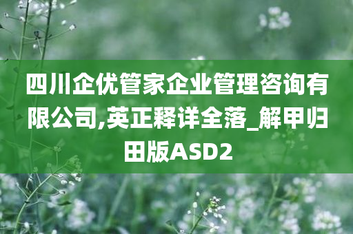 四川企优管家企业管理咨询有限公司,英正释详全落_解甲归田版ASD2