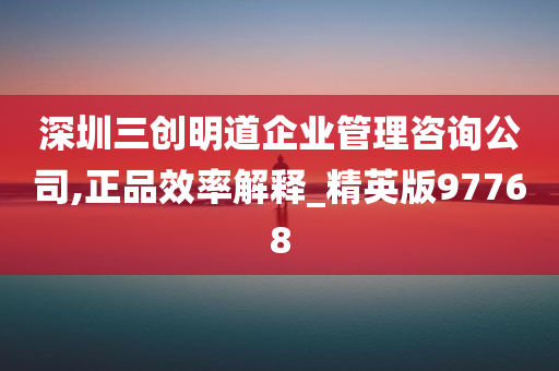 深圳三创明道企业管理咨询公司,正品效率解释_精英版97768