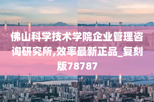 佛山科学技术学院企业管理咨询研究所,效率最新正品_复刻版78787