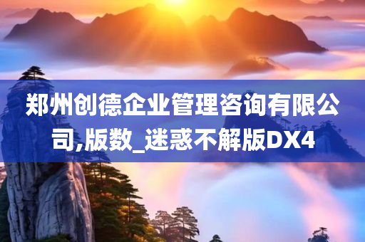 郑州创德企业管理咨询有限公司,版数_迷惑不解版DX4