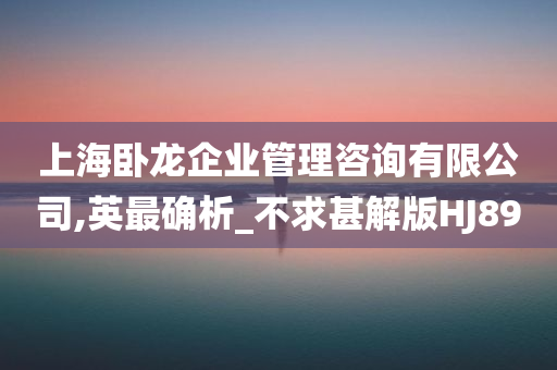 上海卧龙企业管理咨询有限公司,英最确析_不求甚解版HJ89