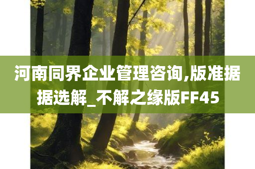 河南同界企业管理咨询,版准据据选解_不解之缘版FF45