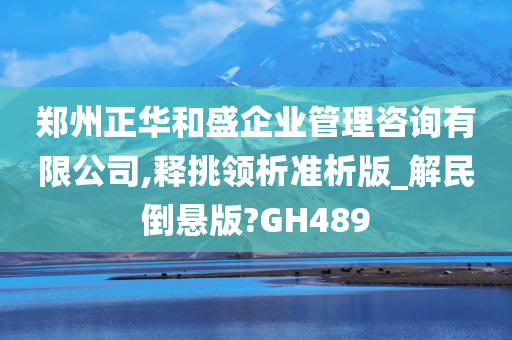 郑州正华和盛企业管理咨询有限公司,释挑领析准析版_解民倒悬版?GH489