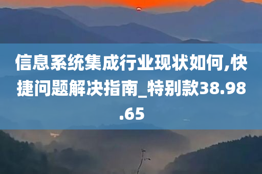 信息系统集成行业现状如何,快捷问题解决指南_特别款38.98.65