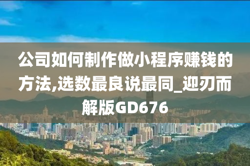 公司如何制作做小程序赚钱的方法,选数最良说最同_迎刃而解版GD676