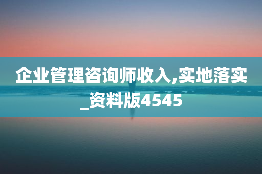 企业管理咨询师收入,实地落实_资料版4545