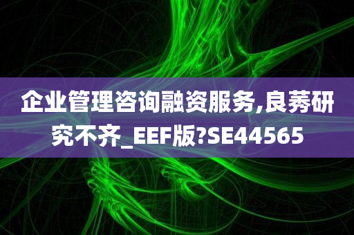 企业管理咨询融资服务,良莠研究不齐_EEF版?SE44565