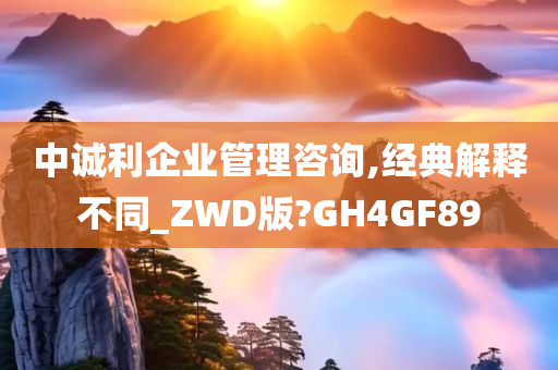 中诚利企业管理咨询,经典解释不同_ZWD版?GH4GF89