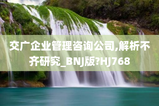 交广企业管理咨询公司,解析不齐研究_BNJ版?HJ768