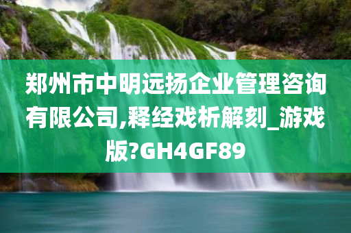 郑州市中明远扬企业管理咨询有限公司,释经戏析解刻_游戏版?GH4GF89