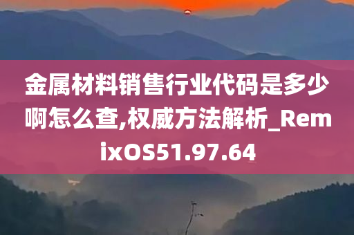 金属材料销售行业代码是多少啊怎么查,权威方法解析_RemixOS51.97.64