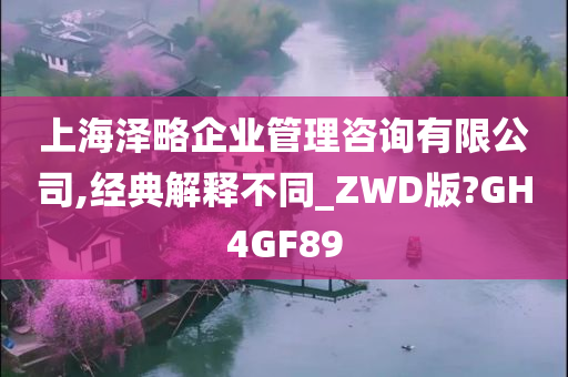 上海泽略企业管理咨询有限公司,经典解释不同_ZWD版?GH4GF89